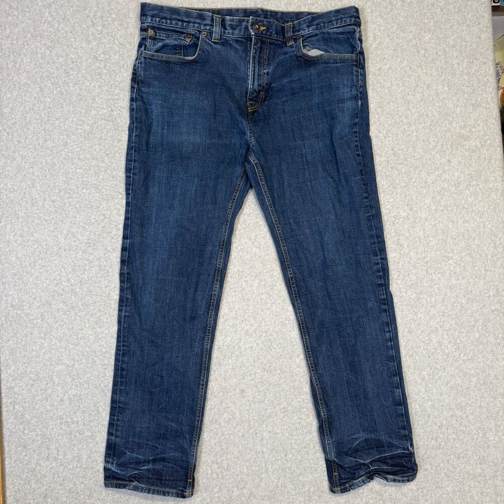 PrAna Men's Size 38x31 Straight Leg Relaxed Fit Blue Jeans